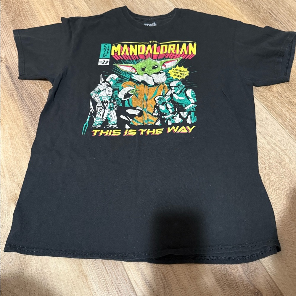 Star Wars Mandalorian Black Tee with Colorful Graphic